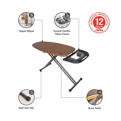 Gambar Informa 93x43x148 cm Meja Setrika Lipat Premium - Cokelat