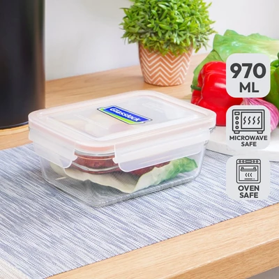 Gambar Glasslock Wadah Makanan Oven Ring Taper Rectangle 970 ml - Oranye