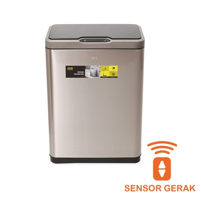 Gambar Eko Caravel Tempat Sampah Sensor Gerak Stainless Steel 68 Liter - Silver