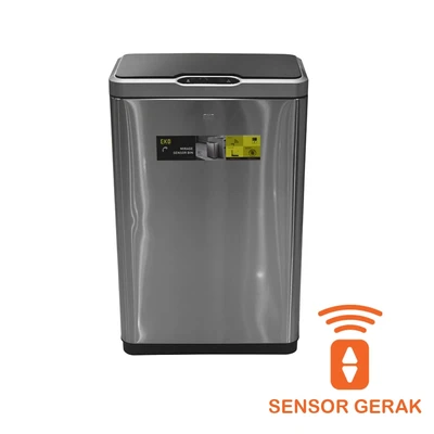 Gambar Eko Caravel Tempat Sampah Sensor Gerak Stainless Steel 80 Liter - Silver