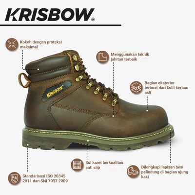 Gambar Krisbow Ukuran 40 Vulcan Sepatu Pengaman - Cokelat