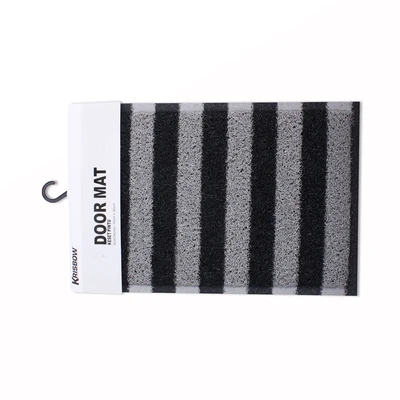 Gambar Krisbow Keset Pintu PVC Stripe 40x60 cm - Hitam/Abu Abu