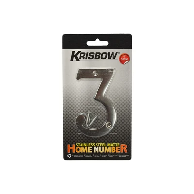Gambar Krisbow Angka Rumah 3 Stainless Steel 10 cm