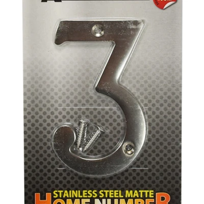 Gambar Krisbow Angka Rumah 3 Stainless Steel 10 cm