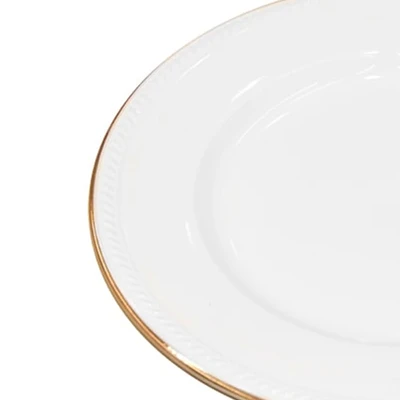 Gambar Appetite Piring Saji Dessert Keramik 21x21 cm - Putih/Gold