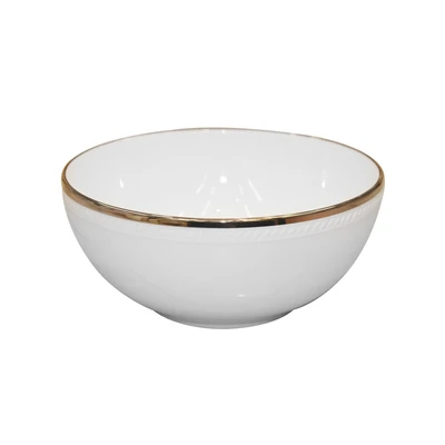 Gambar Appetite Mangkuk Saji Cereal Keramik 15 cm - Putih/Gold