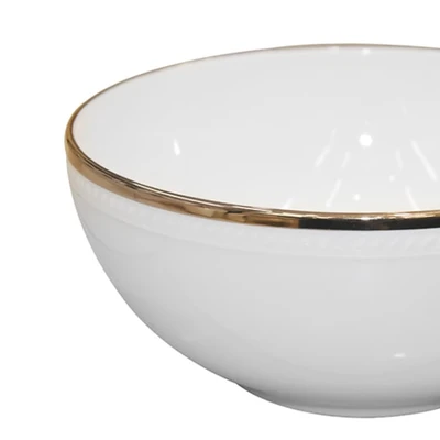 Gambar Appetite Mangkuk Saji Cereal Keramik 15 cm - Putih/Gold