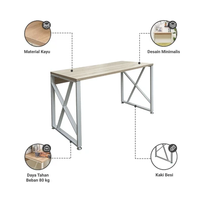 Gambar Informa Lexee Meja Kantor - Cokelat Oak/putih