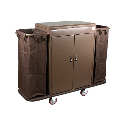 Gambar Krisbow Troli Housekeeping Hotel Dengan Pintu 142x46x111 cm - Cokelat