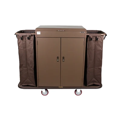 Gambar Krisbow Troli Housekeeping Hotel Dengan Pintu 142x46x111 cm - Cokelat