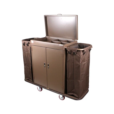 Gambar Krisbow Troli Housekeeping Hotel Dengan Pintu 142x46x111 cm - Cokelat