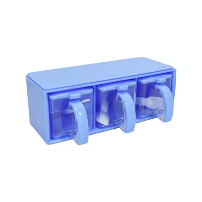 Gambar Kris Tempat Bumbu Dapur Plastik Set 3 Pcs - Biru