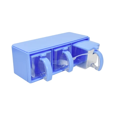 Gambar Kris Tempat Bumbu Dapur Plastik Set 3 Pcs - Biru