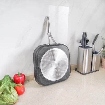 Gambar Starfrit The Rock Wajan Panggang Wave Lines Aluminium 28 cm - Hitam