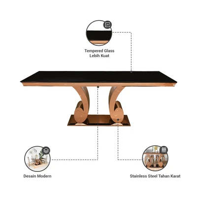 Gambar Informa Forgan Meja Makan 180x90x75 cm - Rose Gold