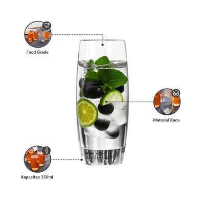 Gambar Libbey L-esprit Duvin Gelas Kaca 350 ml Set 6 Pcs Transparan