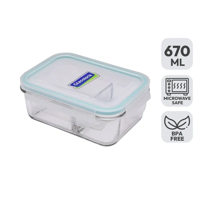 Gambar Glasslock Duo Wadah Makanan Kaca 670 ml Transparan
