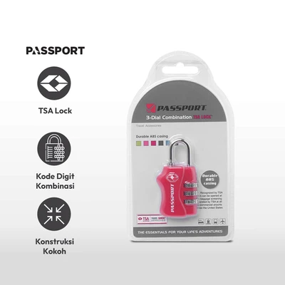 Gambar Passport Gembok Koper Tsa Kombinasi Angka - Merah