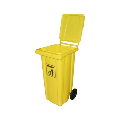 Gambar Krisbow Neo Tempat Sampah Tutup Angkat Plastik Dengan Roda 120 Liter - Kuning