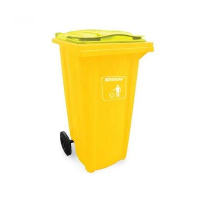 Gambar Krisbow Neo Tempat Sampah Tutup Angkat Plastik Dengan Roda 240 Liter - Kuning