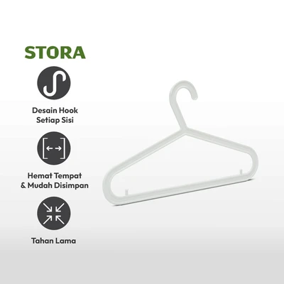 Gambar Stora 42 Cm Set 5 Pcs Hanger Plastik Pp - Putih