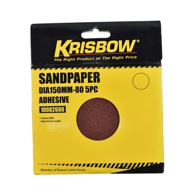 Gambar Krisbow Amplas Diameter 150 mm 80 Grit Dengan Perekat Set 5 pcs