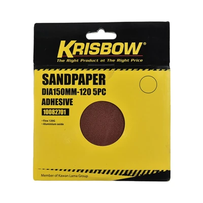 Gambar Krisbow Amplas Diameter 150 mm 120 Grit Dengan Perekat Set 5 pcs