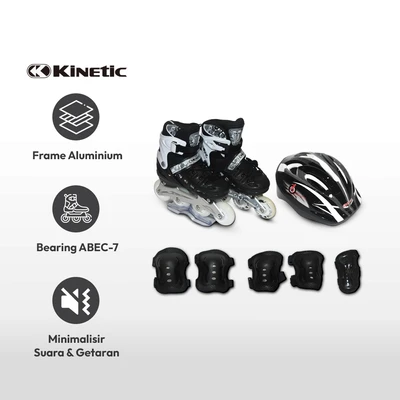 Gambar Kinetic Ukuran M Sepatu Inline Skate Lf-905 - Hitam/abu-abu