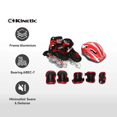 Gambar Kinetic Ukuran S Sepatu Inline Skate Lf-905 - Hitam/merah