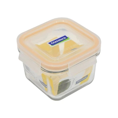 Gambar Glasslock Classic Wadah Makanan Kaca Square 210 ml - Oranye