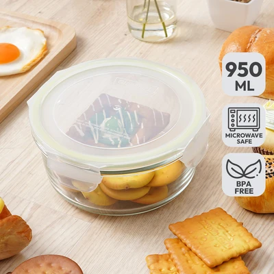 Gambar Glasslock Classic Wadah Makanan Kaca Round 950 ml - Kuning