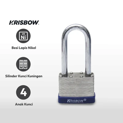 Gambar Krisbow Gembok Besi Laminasi Shackle Panjang 5 cm