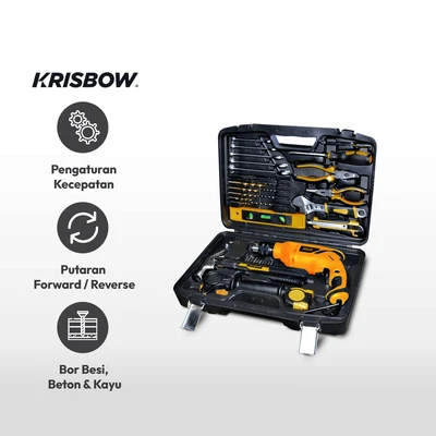 Gambar Krisbow Set Bor Listrik Impact 600 Watt 13 mm Irids132
