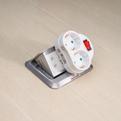 Gambar Krisbow Stop Kontak Schuko 2 Soket Dengan Switch - Putih