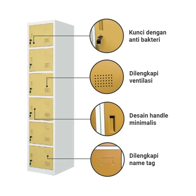Gambar Krisbow Loker 6 Pintu - Kuning Tua