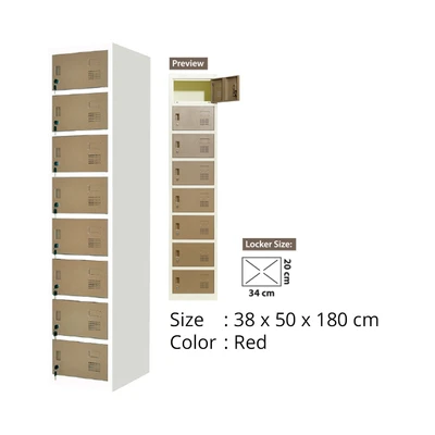 Gambar Krisbow Loker 8 Pintu Single Column - Cokelat