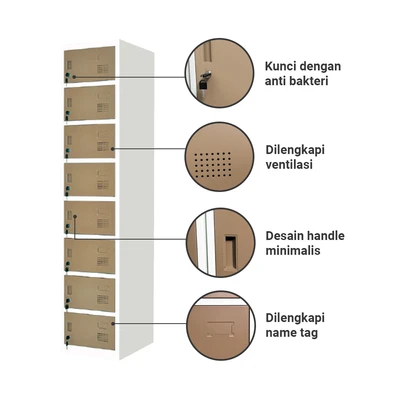 Gambar Krisbow Loker 8 Pintu Single Column - Cokelat