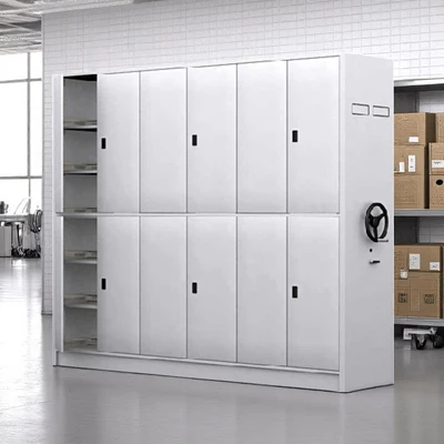Gambar Krisbow Lemari Arsip Kantor Besi Fixed Mobile 3 Bays Dengan Pintu - Putih