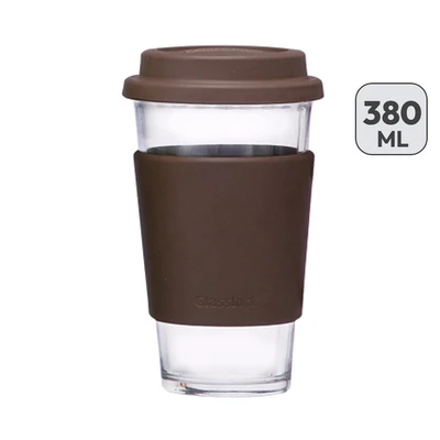 Gambar Glasslock Eco Botol Minum Tumbler Kaca 380 ml - Cokelat