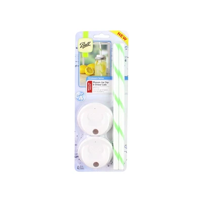 Gambar Jarden Home Ball Tutup Stoples Sip & Straw Plastik Regular Set 2 pcs - Putih