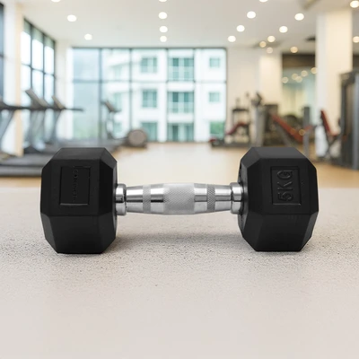 Gambar Kinetic Dumbbell Karet Hexagonal 5 kg - Hitam