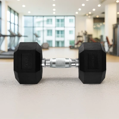 Gambar Kinetic Dumbbell Karet Hexagonal 10 kg - Hitam