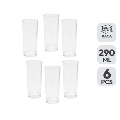 Gambar Kris Gelas Kaca 290 ml Set 6 Pcs Transparan
