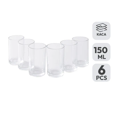 Gambar Kris Gelas Kaca 150 ml Set 6 Pcs Transparan