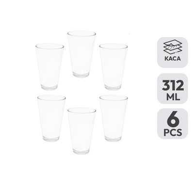 Gambar Kris Gelas Kaca 312 ml Set 6 Pcs Transparan
