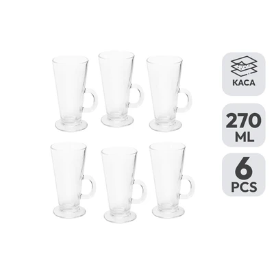Gambar Kris Gelas Kaca 270 ml Set 6 Pcs Transparan