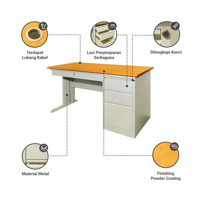 Gambar Informa Denver Meja Kantor Metal 140x60x75 cm - Putih