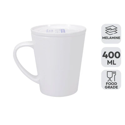 Gambar Krischef Mug Dengan Tutup Melamine 400 ml - Putih