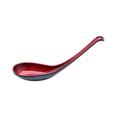 Gambar Krischef Design Sendok Bubur Oriental Melamine 15 cm - Hitam/Merah