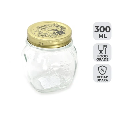 Gambar Quattro Staggioni Stoples Kaca Preserving 300 ml Transparan - Gold